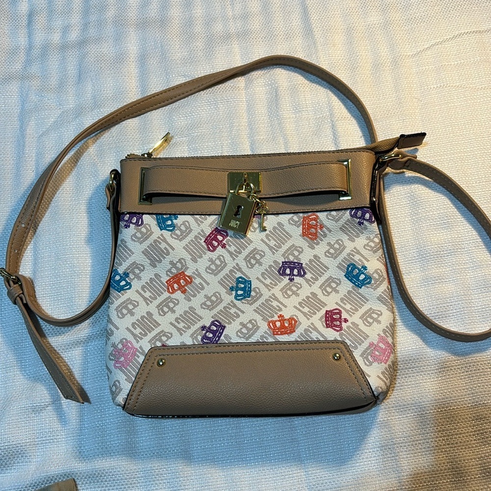Juicy Couture "Under Lock & Key" White Crossbody Bag